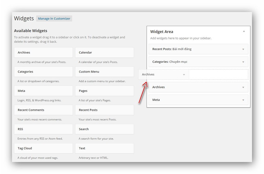 Hướng dẫn sử dụng Widget trong WordPress