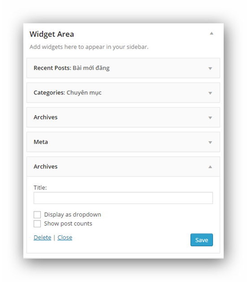 Hướng dẫn sử dụng Widget trong WordPress